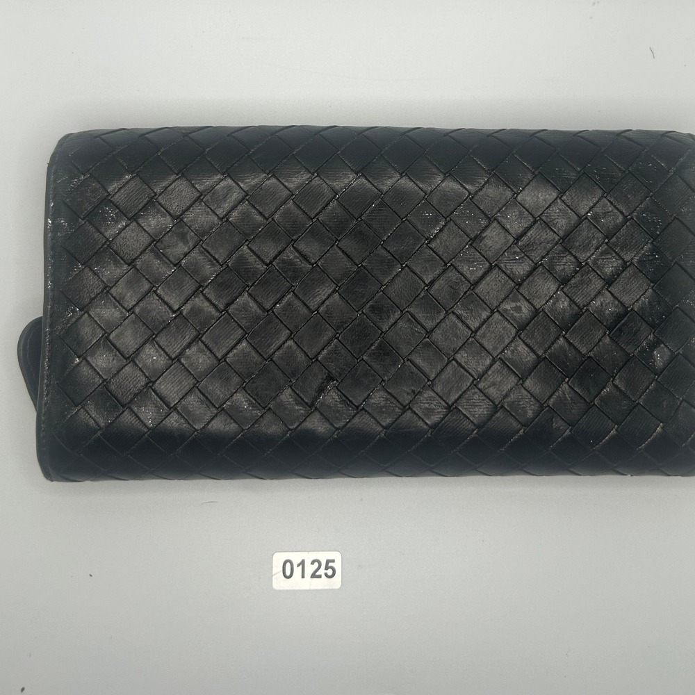 Bottega Veneta Black Intrecciato long wallet Made‎ in Italy#125
